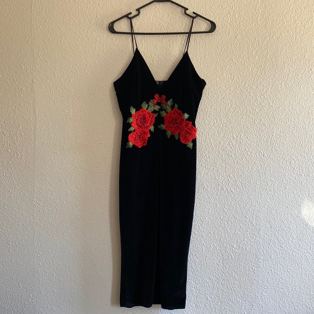 missguided velvet midi dress